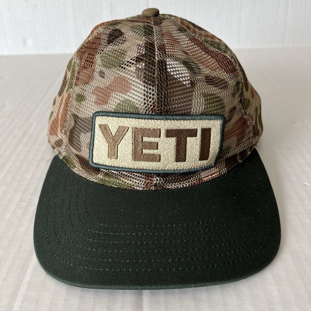 Super RARE LIMITED EDITION Yeti Camo Mesh Hat Gold Logo Snapback Cap Hat